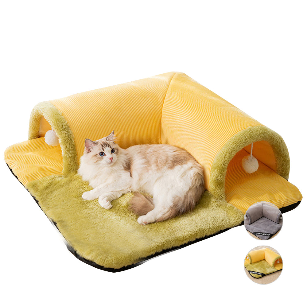 Pet Cat Cave Tunnel Play Tunnel Bed Hanging Toy Balls