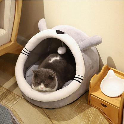 Cave Beds For Dogs Cats Tent Plush House Rabbit Design Kitten Pompom Nesting