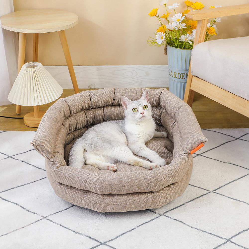 Pet dog cat bed with sofa couch mat Removable and washable burlap