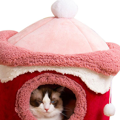 Princess Cat House Ice Cream Shape Puppy Bed Closed Dog Nesting for Small Dog Warm Comfortable