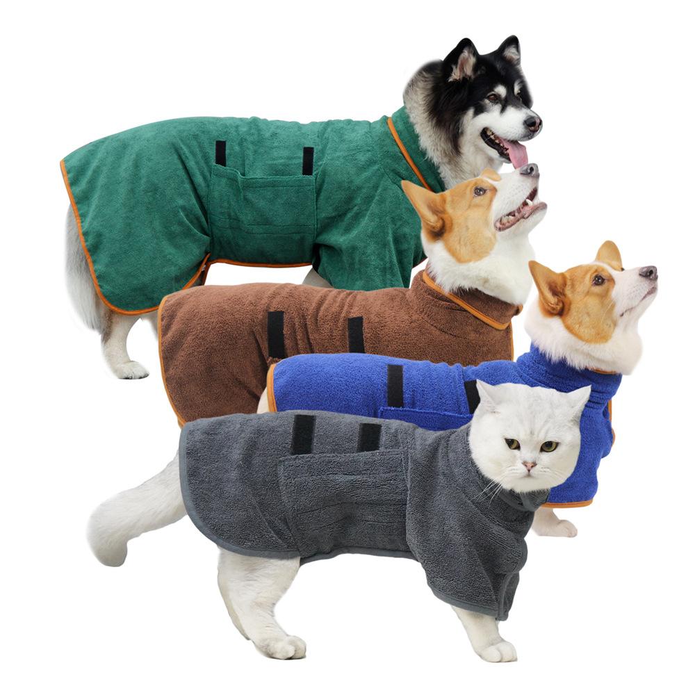 Dog Bathrobe Pet Drying Coat Microfiber Absorbent Towel for Cats Fast Dry