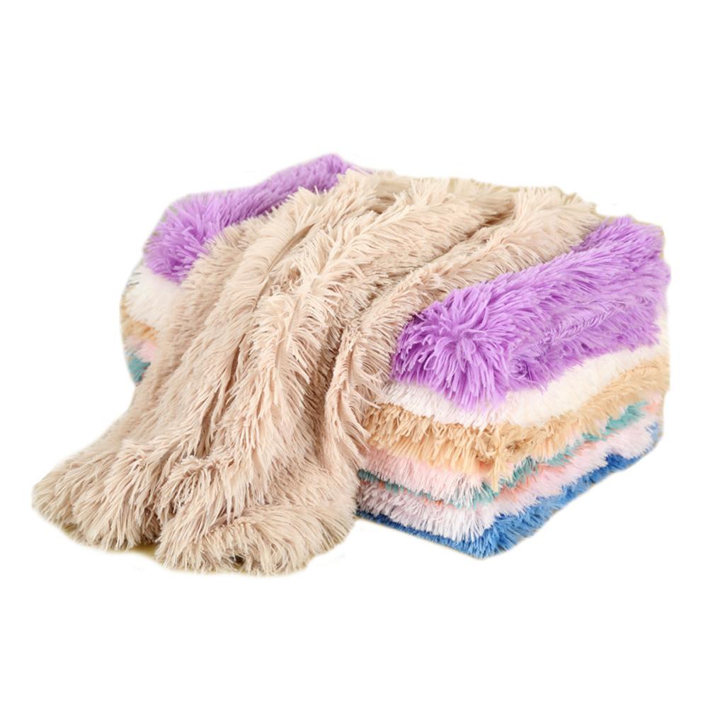Color Dog Cat Soft Warm Plush Long Hair Absorb Water Pet Blanket