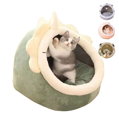 Cave Beds For Dogs Cats Tent Plush House Rabbit Design Kitten Pompom Nesting