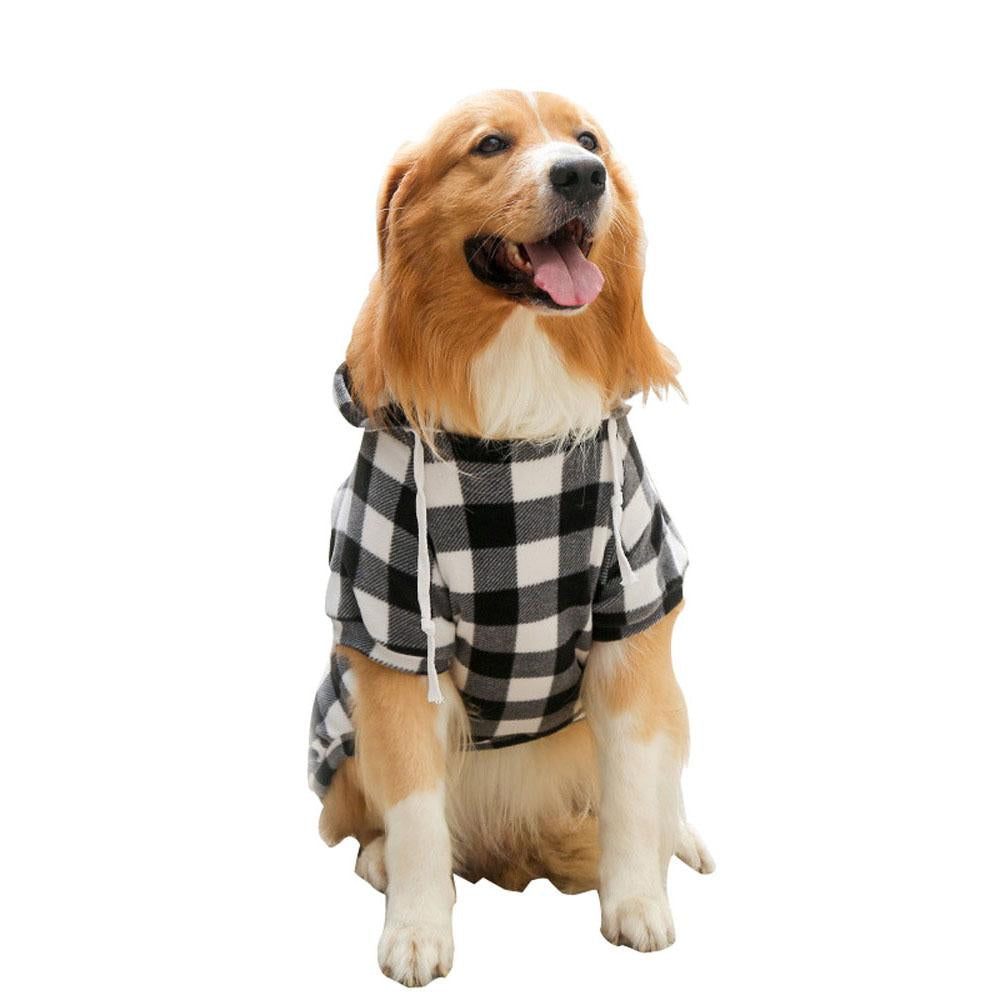 Pet Dog Plaid Sweatshirt Hoodie Sweater Pocket Warm Cat Coat Pajamas