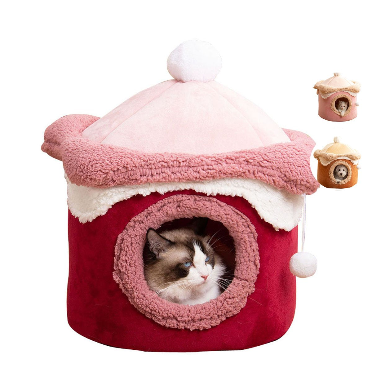 Princess Cat House Ice Cream Shape Puppy Bed Closed Dog Nesting for Small Dog Warm Comfortable
